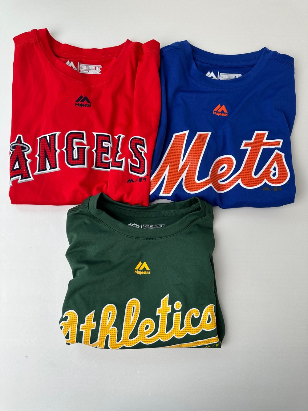 Majestic Kids' Red, Blue & Green Team Short Sleeve Tees Pack Youth Medium